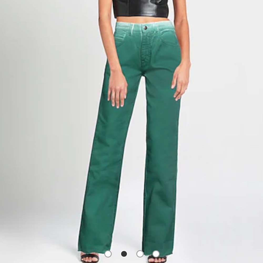 High-Rise Wide Leg Jeans in Teal Green size 38